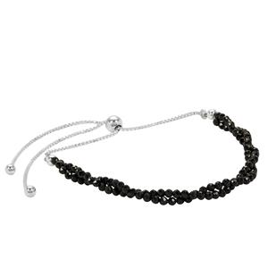 6cts Black Spinel Faceted Rounds Approx 1mm with 925 Sterling Silver Slider Bracelet 10Inch