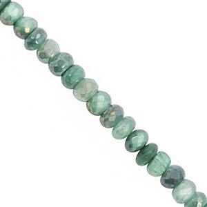 78cts Green Coated Moonstone Graduated Faceted Rondelle Approx 5x2.5 to 8x5mm, 20cm Strand