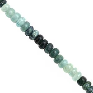 CLOSE OUT - 40cts Grandidierite Graduated Smooth Rondelle Approx 4x2.5 to 5.5x4mm, 20cm Strand
