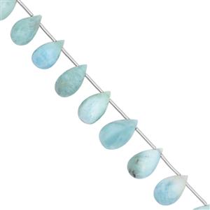 50cts Larimar Faceted Briolette Approx 7x4 to 12x7mm, 16cm Strand With Spacers