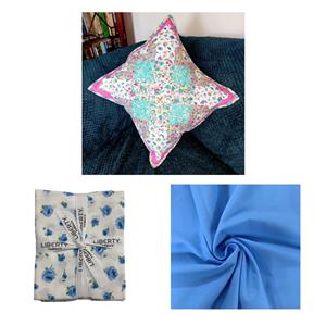 Suzie Duncan's Liberty Candy Blue Crossed Floral Cushion Kit: Instructions & Fabrics 0.5m & 5 FQ