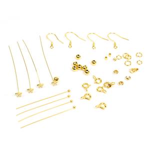 Gold Plated 925 Sterling Silver Findings Pack With Cubic Zirconia Star Headpins 40pc 