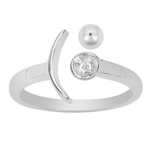 925 Sterling Silver Curve Ring With White South Sea Cultured Pearl (9mm)