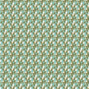 Poppie Cotton Snuggle Up Buttercup Winter Geo on Green Fabric 0.5m Sewing Street exclusive