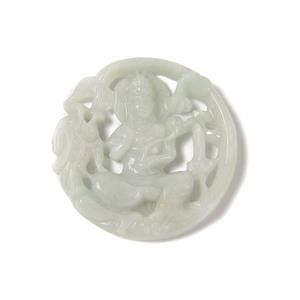89cts Type A Jadeite Dragon & Guanyin Pendant Approx 50mm, 1pc