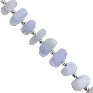 100cts Blue Lace Agate Faceted Unusual Tumble 7x4 to 12x7mm, 16cm Strand With Spacers