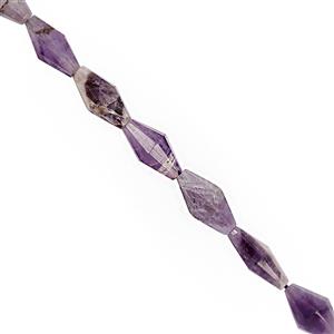 128cts Banded Amethyst Centre Drill Faceted Bicone Approx 12.5x6.5 to 18.5x8mm, 39cm Strand