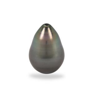 Tahitian Cultuerd Pearl Half-Drilled Drop, Approx 10x11mm (Pack of 1)