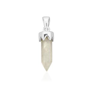 2.20cts Rainbow Moonstone Point 925 Sterling Silver Pendant Approx 23x4mm