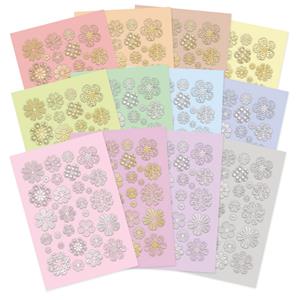 Stickables Die-Cut Self-Adhesive Foiled Flowers - Pretty Pastels, 12 sheet pack of foiled & die cut Self-Adhesive Foiled Flowers