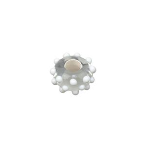 Preciosa Crystal/White Polka Dot Round Lampwork Bead Approx. 9x18mm (1pk)