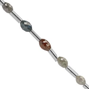2.30cts Multi Colour Diamond Faceted Rice Beads Approx 2 to 4mm, 6cm Strand With Spacers
