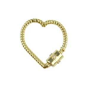Gold Plated 925 Sterling Silver Small Rope Heart Clasp Inc White Topaz Approx 20x19mm, 1pc