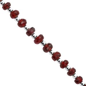8cts Jedi Red Spinal Faceted Rondelles Approx 2x1 to 4x2mm, 12cm Strand With Spacers 