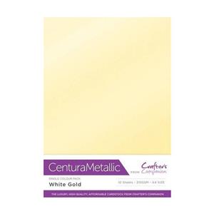 Crafter's Companion Centura Pearl Metallic A4 Single Colour 10 Sheet Pack - White Gold