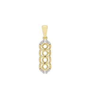 Gold Plated 925 Sterling Silver 4 Stone Round Pendant Mount (To fit 4mm gemstones) Inc. 0.16cts White Zircon Brilliant Cut Round 1 to 2mm - 1Pcs