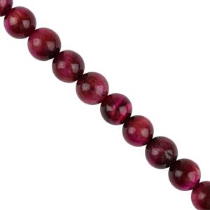 170cts Maroon Tiger's Eye Plain Round Approx 8mm, 36cm Strand
