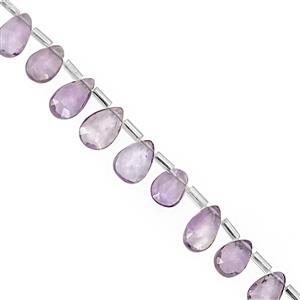 30cts Pink Amethyst Top Side Drill Faceted Pear Approx 7x4mm to 10x7mm, 20cm Strand with Spacers