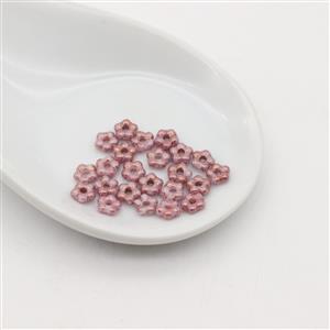 Chalk White Teracota Purple Flower Beads 5mm, 20pcs