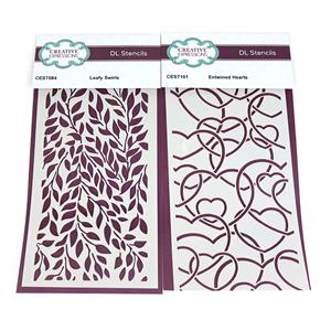 Pair of Creative Expressions DL Stencils - Entwined Hearts & Leafy Swirls