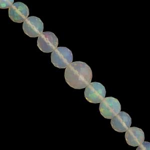 13cts AAA Ethiopian Opal Graduated Faceted Round Approx 3 to 7mm, 15cm Strand With Spacers