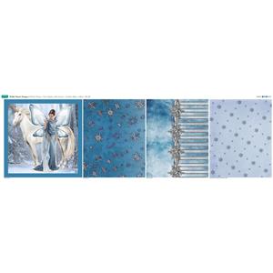 Debbi Moore Designs Winter Fairies Blue Fairy Queen & Unicorn Cushion Fabric Panel (140 x 44cm)