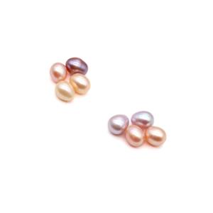 Half Drilled Mixed Coloured Cultured Pearls Drop Approx 8mm x 6mm , 8pcs	