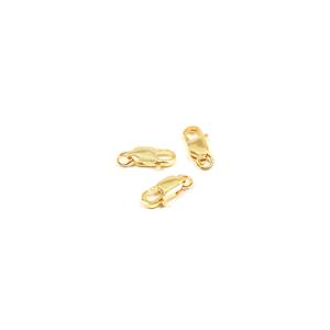 Gold Plated 925 Sterling Silver Lobster Claw Clasps Approx 16mm (3pcs)