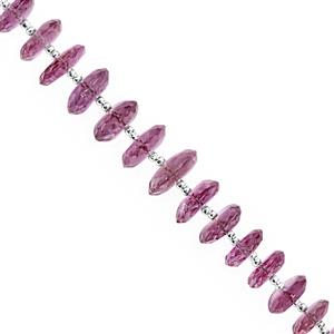 55cts Purple Quartz German Cut Wheel Approx 7x3 to 12x4.5mm, 16cm Strand with Spacers
