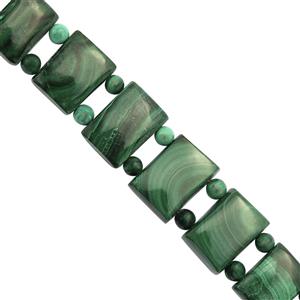 102cts Malachite Smooth Double Drill Cushion Approx 10x8 to 17x12mm 15cm Strands With Spacers