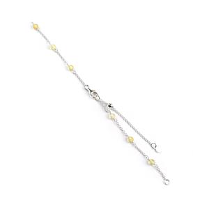 925 Sterling Cable Chain Citrine Open Bracelet with 5cm Slider Extender Chain