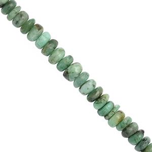 65cts Emerald Plain Rondelles Approx 7x3 to 8x4mm, 15cm Strand With Spacers