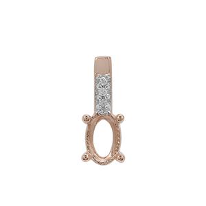 Rose Gold Plated 925 Sterling Silver Oval Pendant Mount (To fit 6x4mm gemstones) Inc. 0.02cts White Zircon Brilliant Cut Round 1mm - 1Pcs