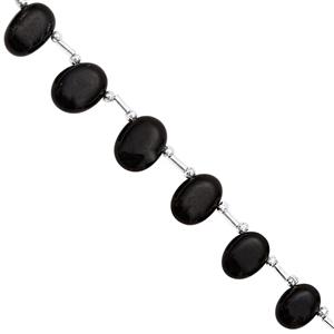 62cts Black Obsidian Smooth Oval Approx 10.5x8 to 16x11mm, 18cm Strand with Spacers