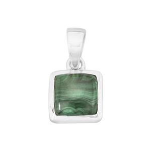 925 Sterling Silver Pendant with 6.21cts Malachite Cushion