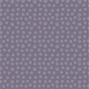 Lynette Anderson Good Boy and Kitty Collection Paw Prints Purple Fabric 0.5m