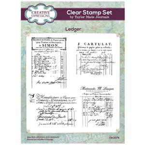 Creative Expressions Taylor Made Journals Ledger 6 in x 8 in Clear Stamp Set - 4 Stamps