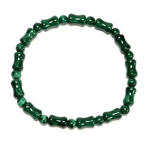50cts Bulls Eye Malachite Bamboo Bracelet - 7 Inch