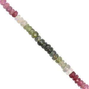 28cts Multi-colour Tourmaline Faceted Rondelle Approx 3x1.5 to 4x2mm, 20cm Strand