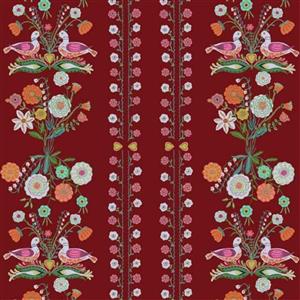 Nathalie Lete Folk Heart Nesting Berry Fabric 0.5m