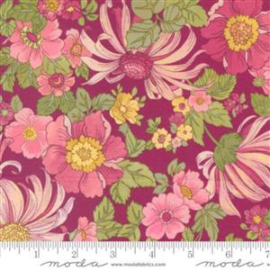 Moda Chelsea Garden Lawn Collection Assorted Flowers Mulberry Fabric 0.5m