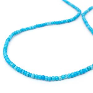 20cts Dyed Bright Blue Magnesite Faceted Rondelles Approx 3x2mm, 38cm Strand