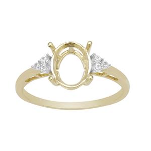 9k Yellow Gold Oval Ring Mount (To fit 9x7mm gemstone) with White Zircon Brilliant Round Approx 1.50mm - 1Pcs