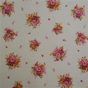 Floral Story Rose On Cream Fabric 0.5m - Sewing Street exclusive