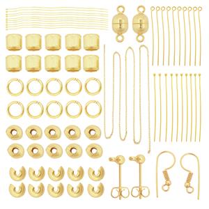 Gold Plated Base Metal Findings Pack Inc. Magnetic Clasp & Earring Posts (75pcs)