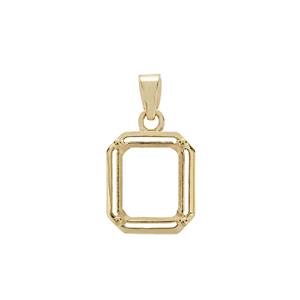 Gold Plated 925 Sterling Silver Octagon Pendant Mount (To fit 12X10mm gemstone) - 1Pcs