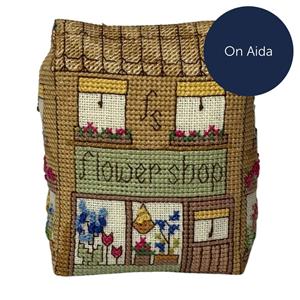 Cross Stitch Guild Little Flower Shop Pincushion on Aida