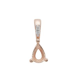 Rose Gold Plated 925 Sterling Silver Pear Pendant Mount (To fit 6x4mm gemstones) Inc. 0.03cts White Zircon Brilliant Cut Round 1.25mm - 2pcs