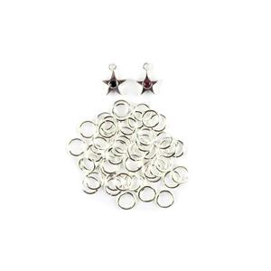 Starry Eyed - 925 Sterling Silver Gemset Star Charm Approx 12x10mm Inc.  Black Spinel & Ruby Faceted Round with Sterling Silver Open Jump Rings