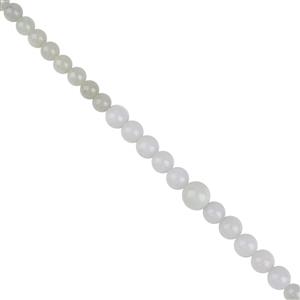 150cts Type A White Graduated Jadeite Plain Rounds Approx 5-9mm, 55cm Strand